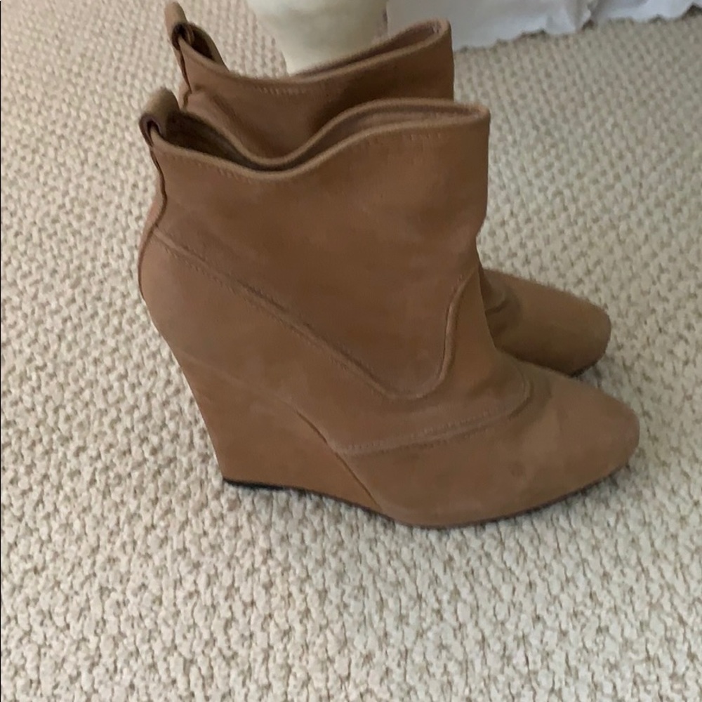 Joie tan leather wedge boots